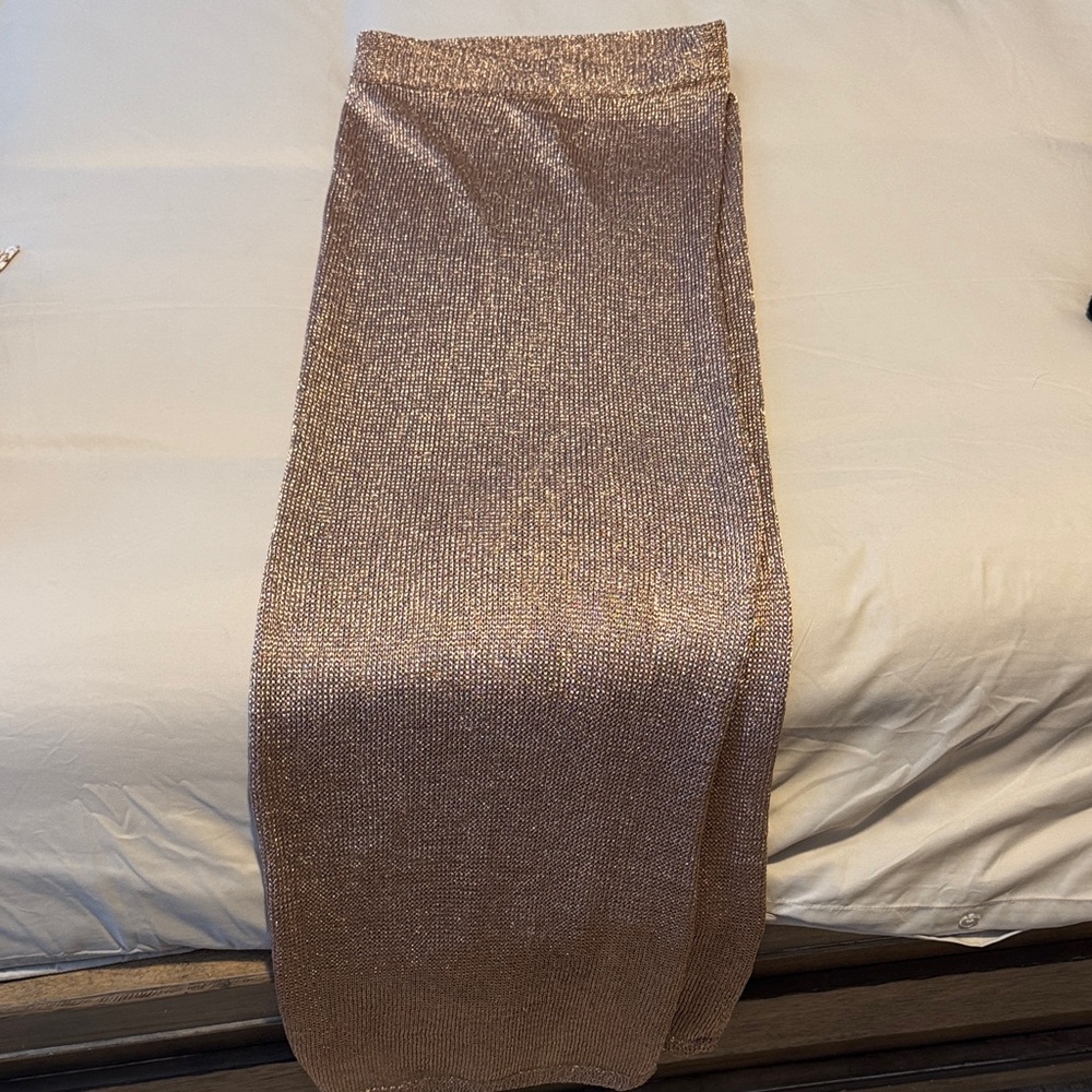 Superdown Metallic Gold Maxi Skirt